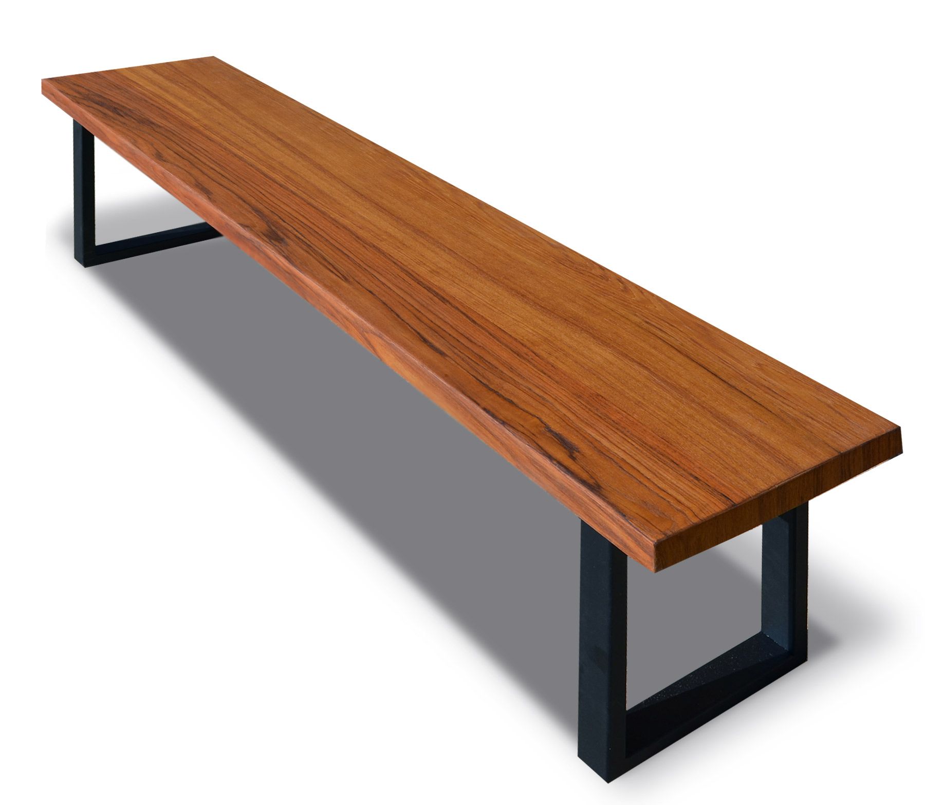Hand Made Modern Teak Bench With Metal Legs By Abodeacious