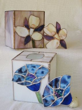 Custom Made Stained Glass Tissue Box Holder With Matching Nightlight