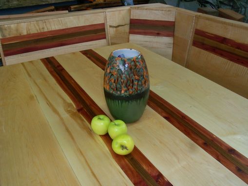 Custom Made Maple And Red Cedar Dining Set, Trestle Table, Bench Seating