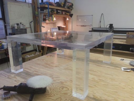 Custom Made Lucite Coffee Table In The Parsons Style