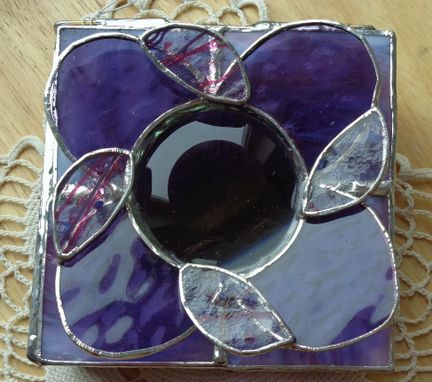 Custom Made Purple/Lavender Flower Stained Glass Box