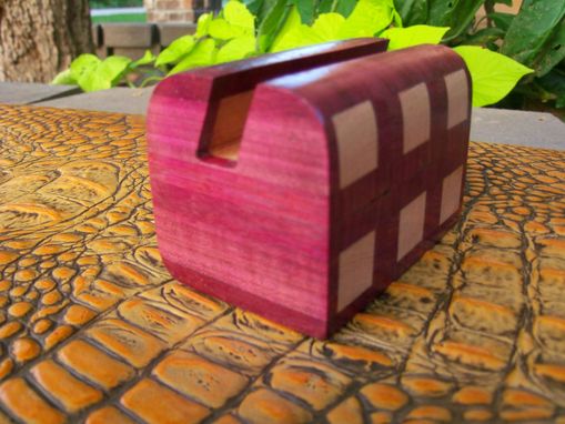 Custom Made Cherry And Purpleheart Card Box With Geometric Inlay