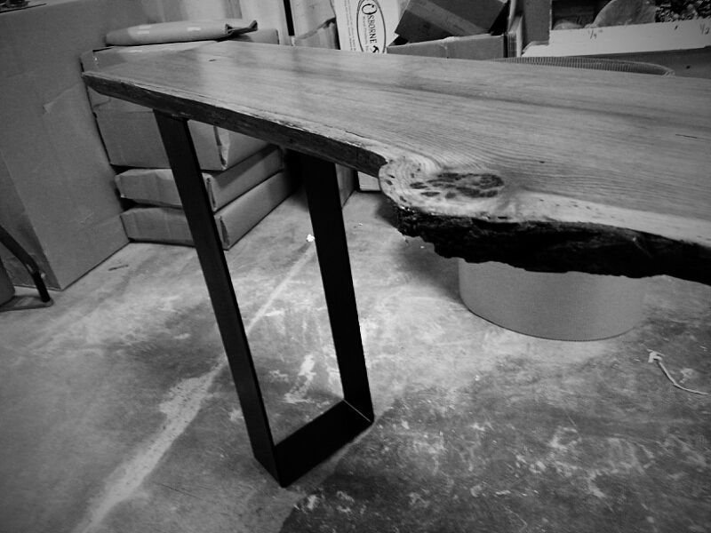 Hand Made Modern Live Edge Oak Console Table by Heritage Wood Co
