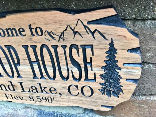Custom Made Outdoor Signs, Wooden Carved Cabin Sign, Pine Trees, Camp Sign, Custom Wood Sign, Cabin Sign