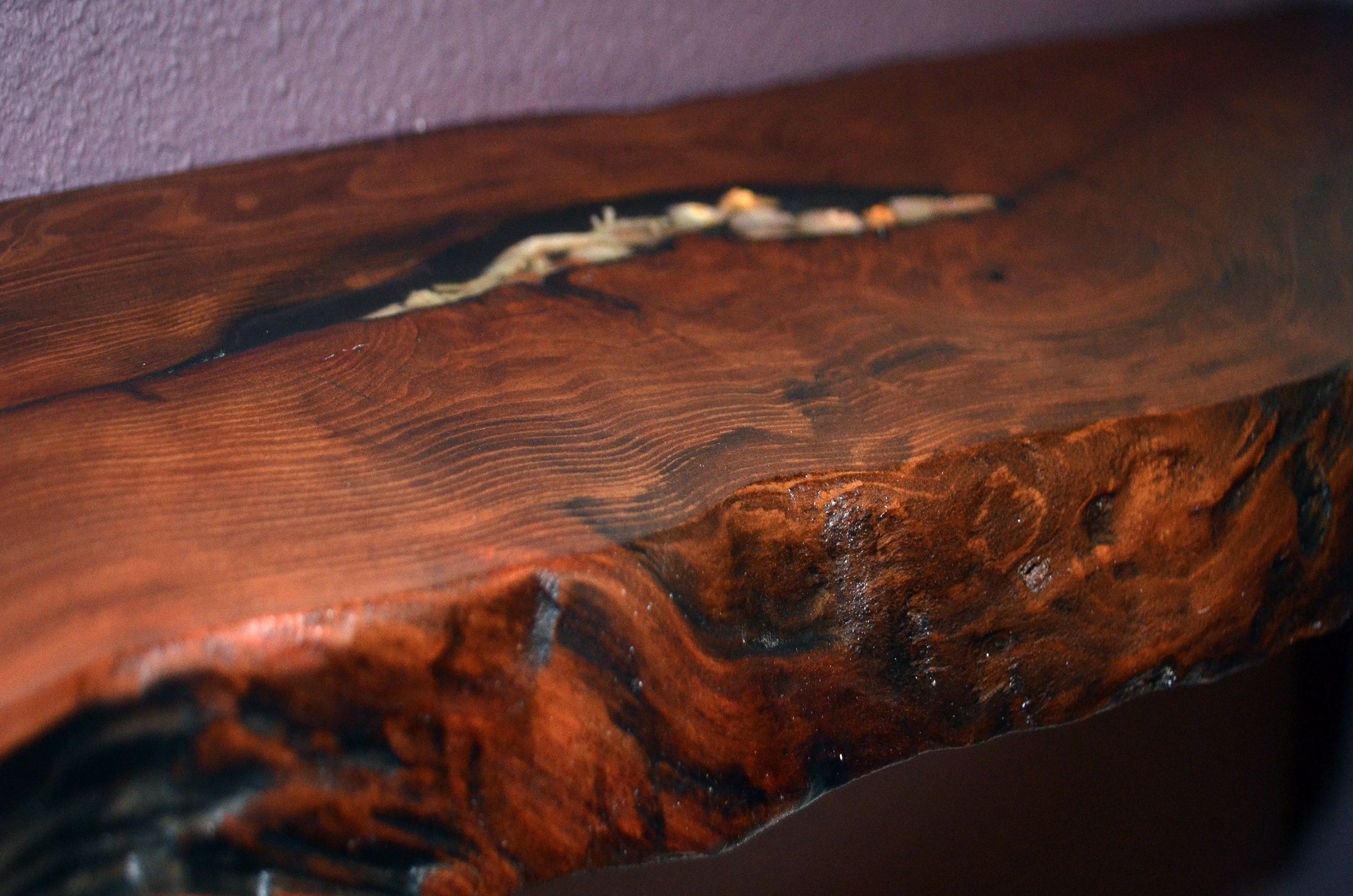 Buy Custom Live Edge Redwood Floating Shelf With Epoxy Shell Inset