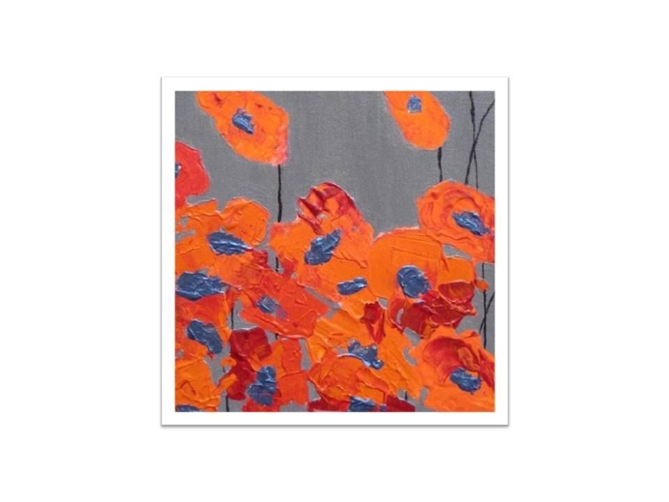 Custom Orange Poppy Print Valentines Day Fine Art 8"X8" Orange Red