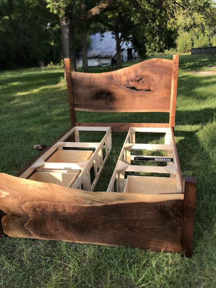 Handmade Live Edge Storage Bed by TravLock custom furniture