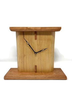 Custom Made Handcrafted Arts & Crafts Custom Mantel Clock - Cherry And Maple Wood