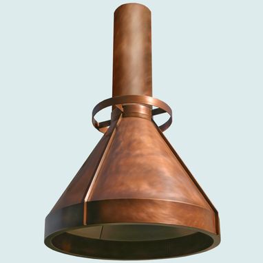 Custom Made Copper Range Hood With Round Stack