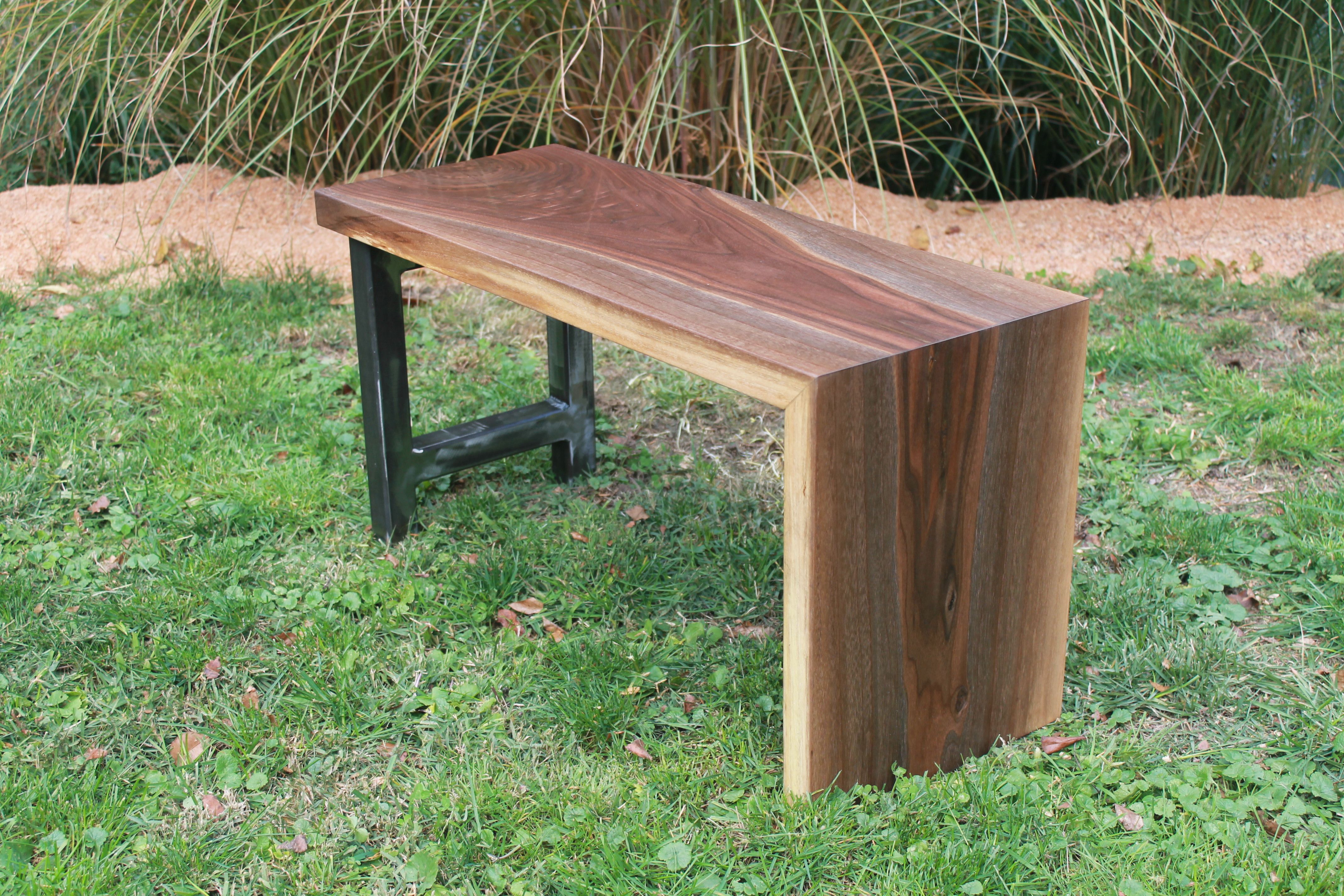 Buy Custom Made Walnut Waterfall Benches, made to order from Steel