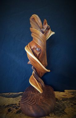 Custom Made Rustic Twisted Juniper Sculpture On A Redwood Burl Base