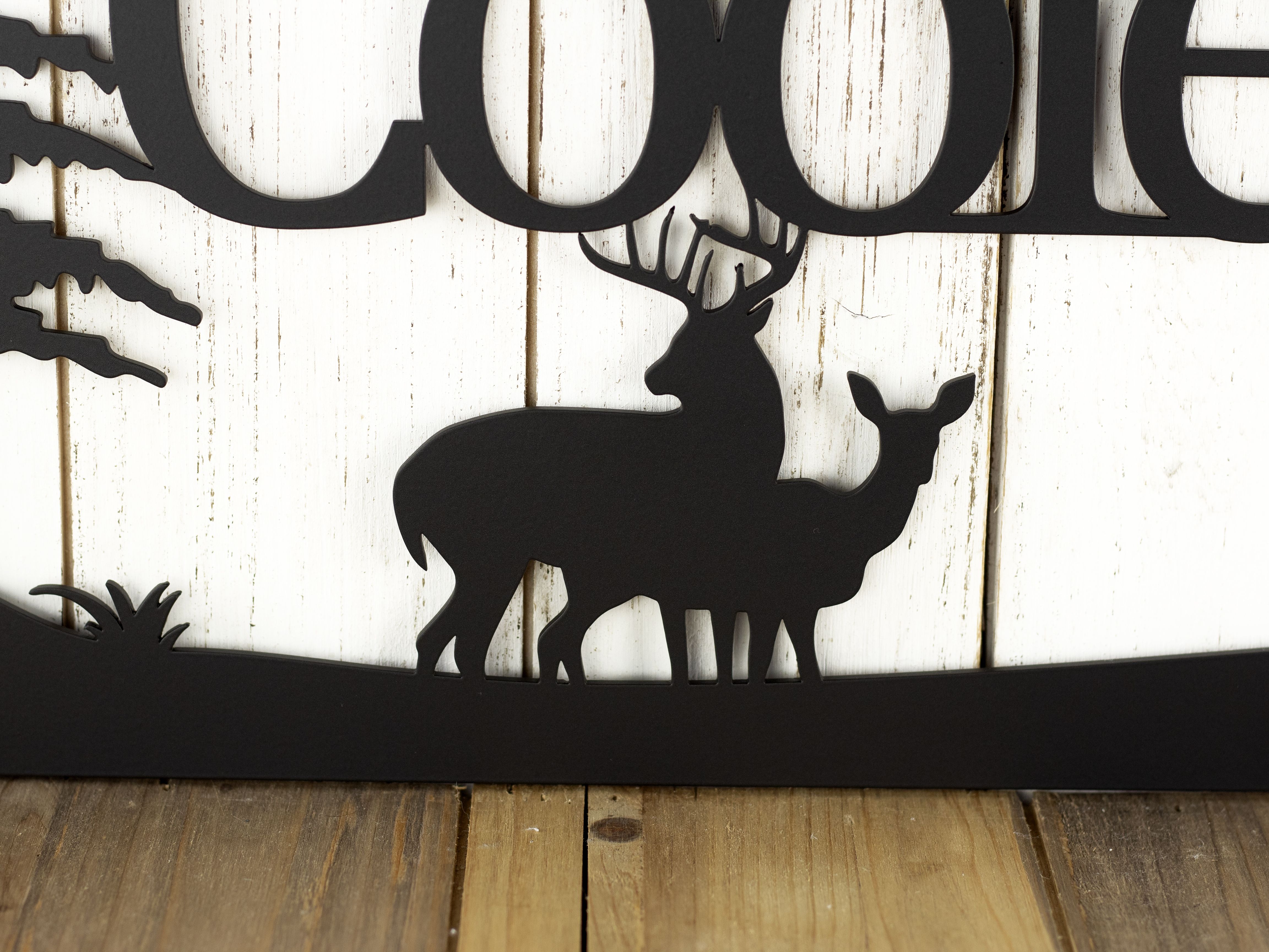 Buy Hand Made Deer Metal Signs Personalized, Last Name Sign For Wall