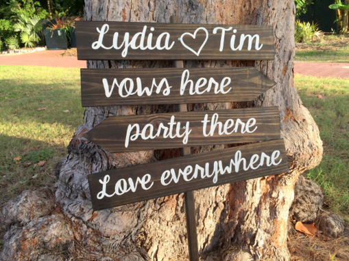 Custom Made Rustic Wood Vows Here Party There Love Everywhere Beach Wedding Sign