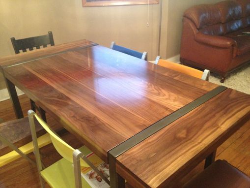 Custom Made Black Walnut Dining Table With Welded Steel Base