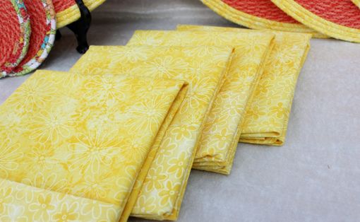 Custom Made Fabric Placemats - Wrapped Clothesline - Coiling - Dining - 4 Pc Set -  Oranges And Yellows