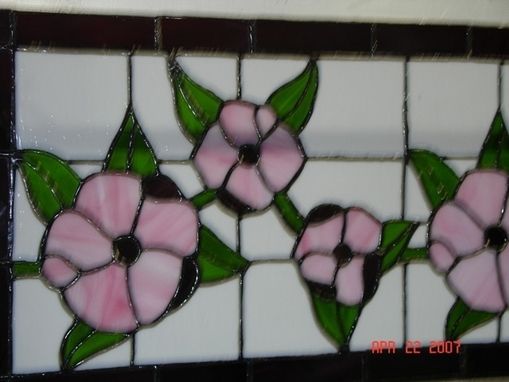 Custom Made Pink Hibiscus Stained Glass Panel