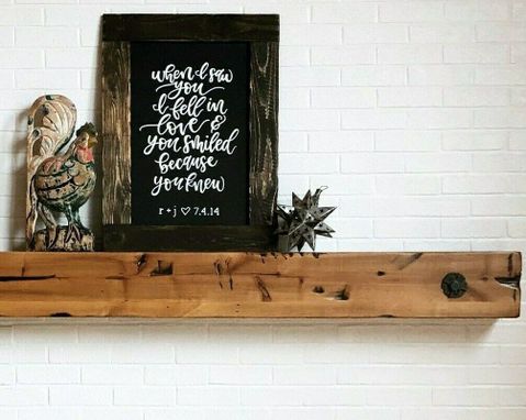 Custom Made Fireplace Mantel Rustic Beam Design With Antique Washers And Bolts