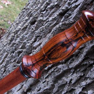 Making a CANE - wood carving a walking cane in Cherry and Bolivian Rosewood  