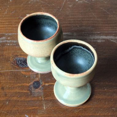 Custom Made Sencha Iron Shot Glasses Chalice Goblet Wine Tasting Glass Wheel Thrown Stoneware Ceramic Pottery
