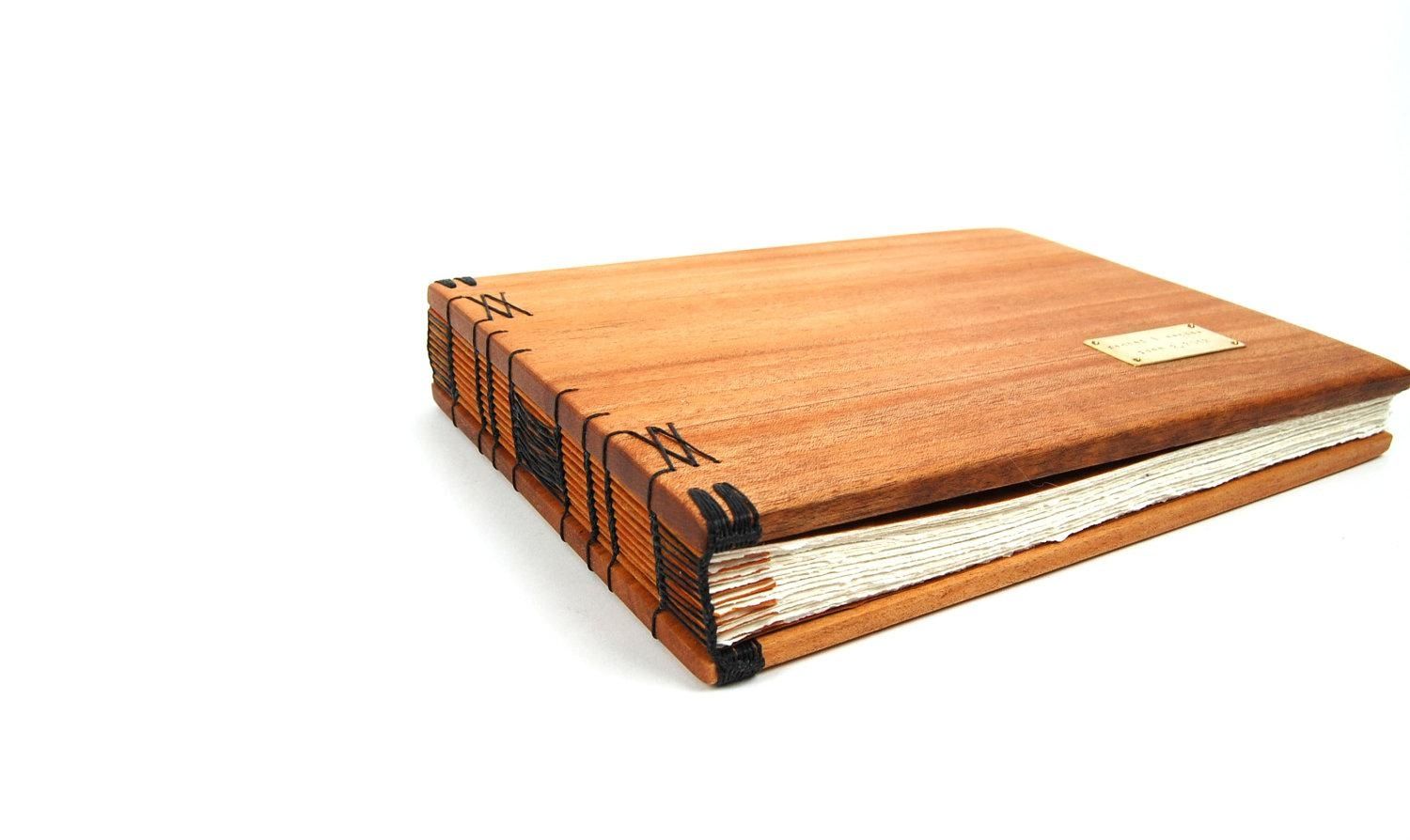 Hand Crafted Unique Guest Book With Wood Covers Custom Wedding