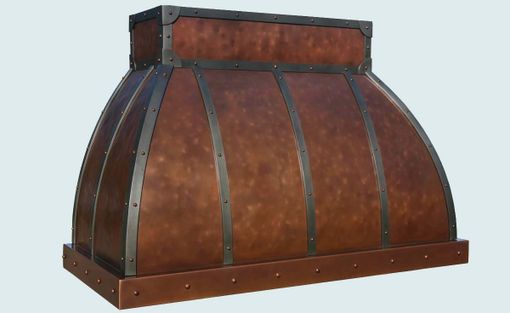 Custom Made Copper Range Hood With Steel Straps & Distressing