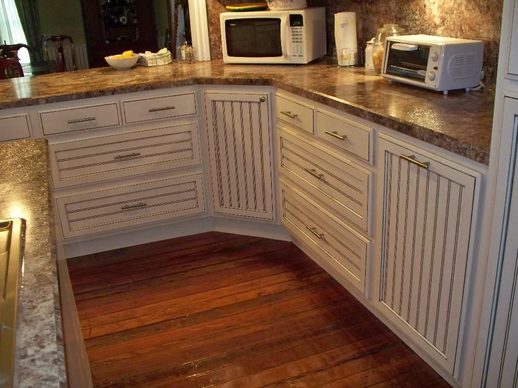 Custom White, Glazed Beadboard Kitchen by Oak Tree