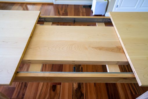 Custom Made Maple Center Extension Table With Wooden Legs (One 12" Extension) 30" X 60"
