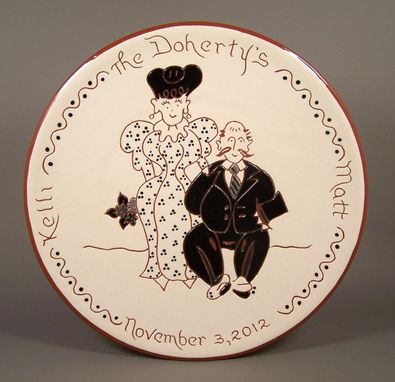 Custom Made # Bw-Old Fashioned Black And White Personalized Wedding Plate