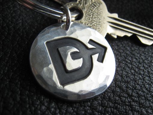 Custom Made Sterling Silver Key Chain Key Ring Key Fob With Ranch Brand Or Logo - 1 1/8