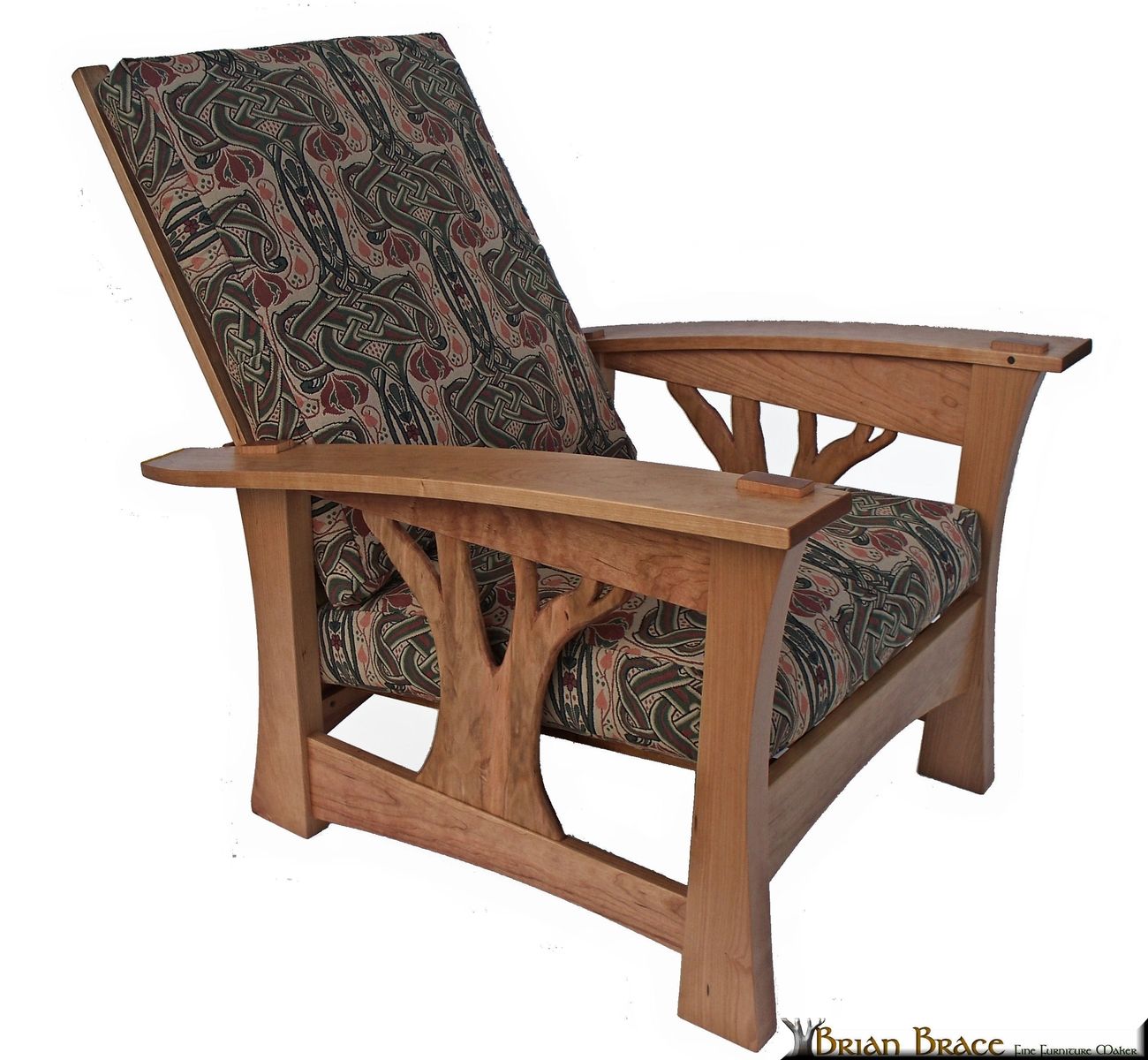 Custom Made Arbor Bow Arm Morris Chair With Celtic Knot Fabric By