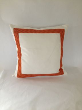 Custom Made White With Orange Trim Pillow Cover