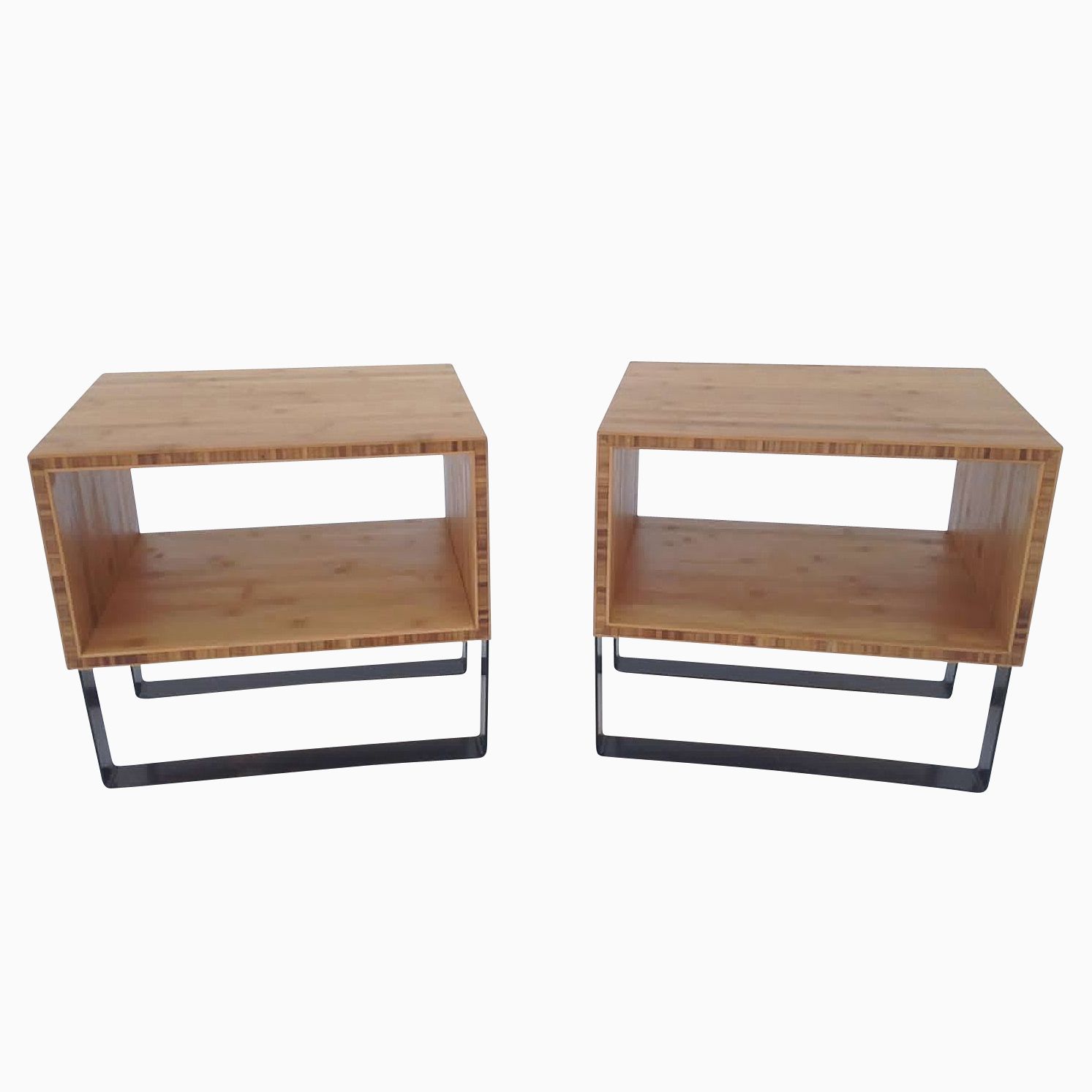 Buy a Custom Pair Of Open Bedside Tables Mid Century Modern Inspired