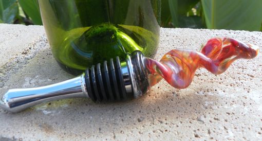 Custom Made Pink And Purple Hand-Blown Glass Twist Bottle Stopper
