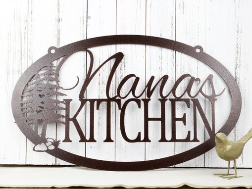 Custom Made Custom Name Kitchen Metal Sign, Pine Trees