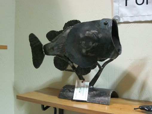 Custom Made Metal Bass Fish Sculpture