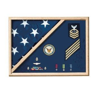 Custom Made 5 X 9.5 Flag Memorial Case - Military Uniform Fabric