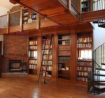 Hand Made Library With Rolling Ladder By Heritage Woodworking