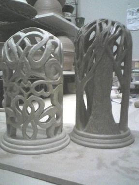 Custom Made Ceramic Hand Carved Luminary Towers