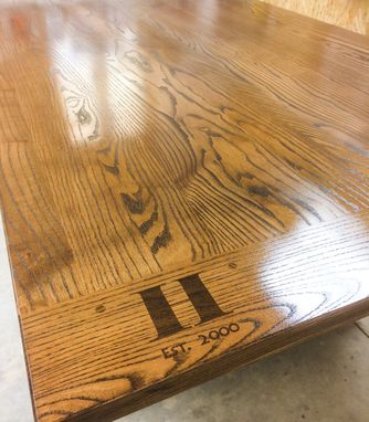 Custom Made Custom Monogram On This Large Ash Country Trestle Table