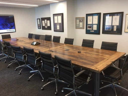 Custom Made Xl Steel And Reclaimed Pine Conference Table