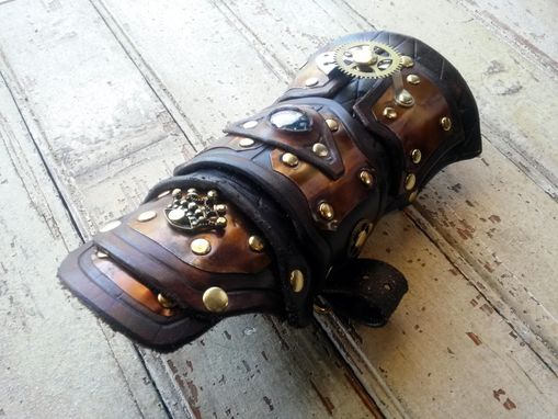 Custom Made Brown And Brass Steampunk Leather Vanbrace