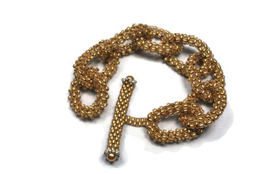 Custom Made Brushed Gold Beaded Chain Link Bracelet