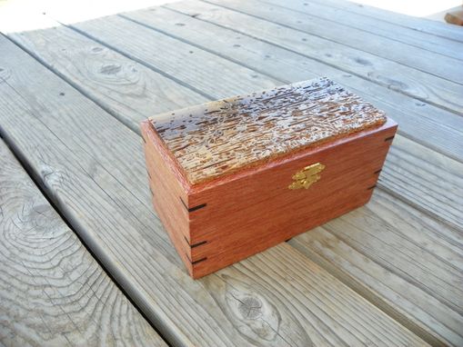 Custom Made Custom Built Mahogany Box With Ebony Accents And Worm-Eaten And Tiger-Striped Myrtlewood Top