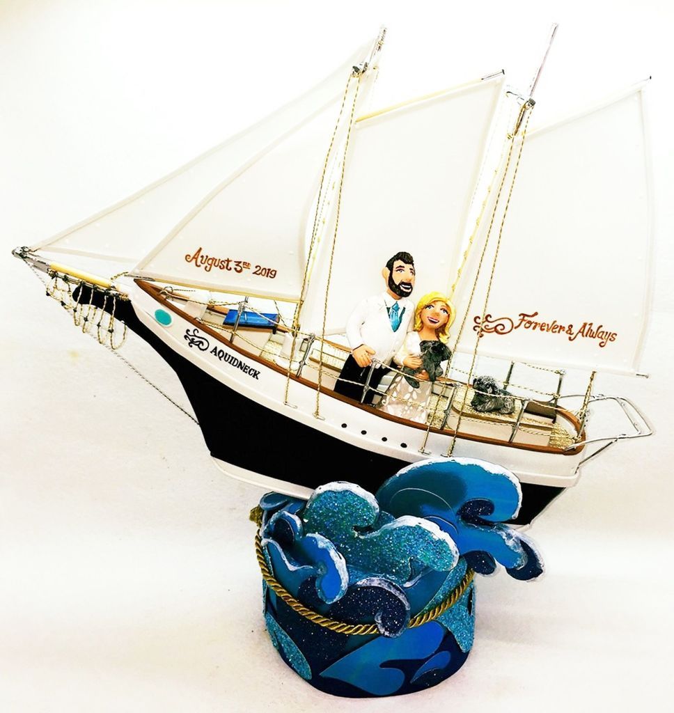 Buy Hand Made Sailing Boat Wedding Cake Topper Look Alike, made to