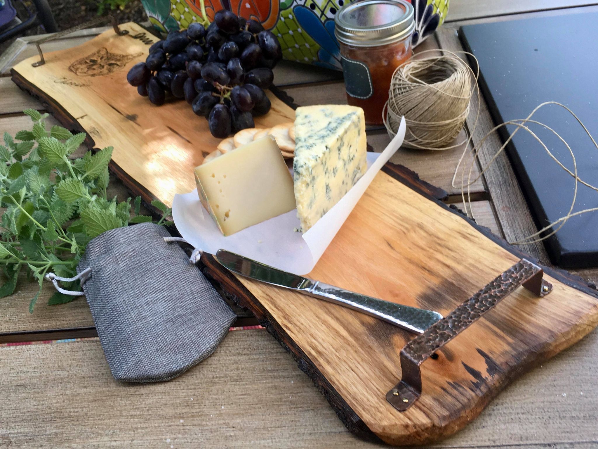 Hand Crafted Picnic Serving Tray Or Board For Charcuterie Or Small