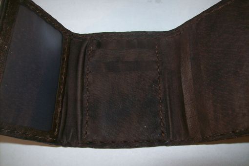 Custom Made Custom Leather Imperial Trifold Wallet With Preying Eagle Design
