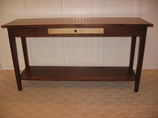 Custom Made Walnut Sofa Table With Curly Maple Detail