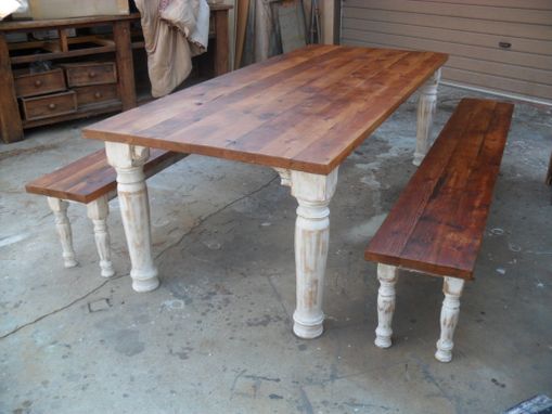 Custom Made Table And 2 Benches Custom Made From Reclaimed Wood