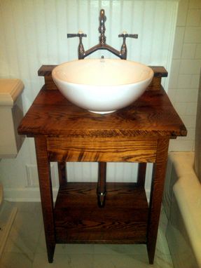 Custom Made Rustic Bathroom Vanity From Reclaimed Antique Oak