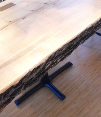 Custom Made Live Edge Ambrosia Maple Slab Table For Four